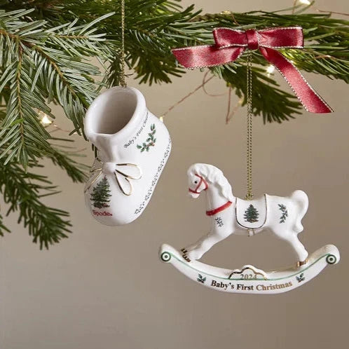 Spode Christmas Tree 2024 Baby Bootie Ornament