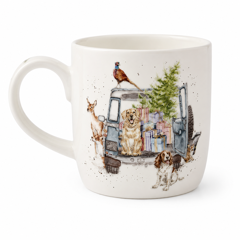 Wrendale 11 oz Mug - Driving Home for Christmas (dog)