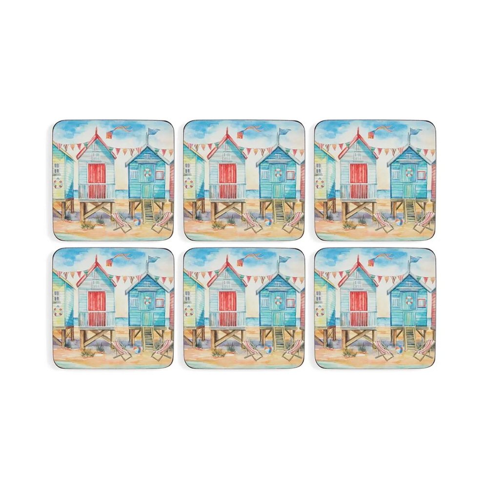Beach Huts Coasters - Set of 6