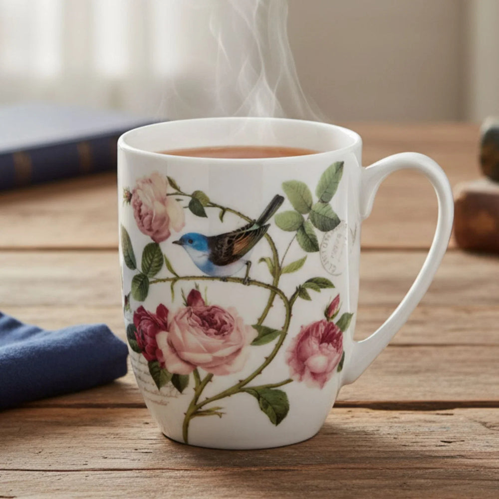 Bird Garden on White Latte Mug