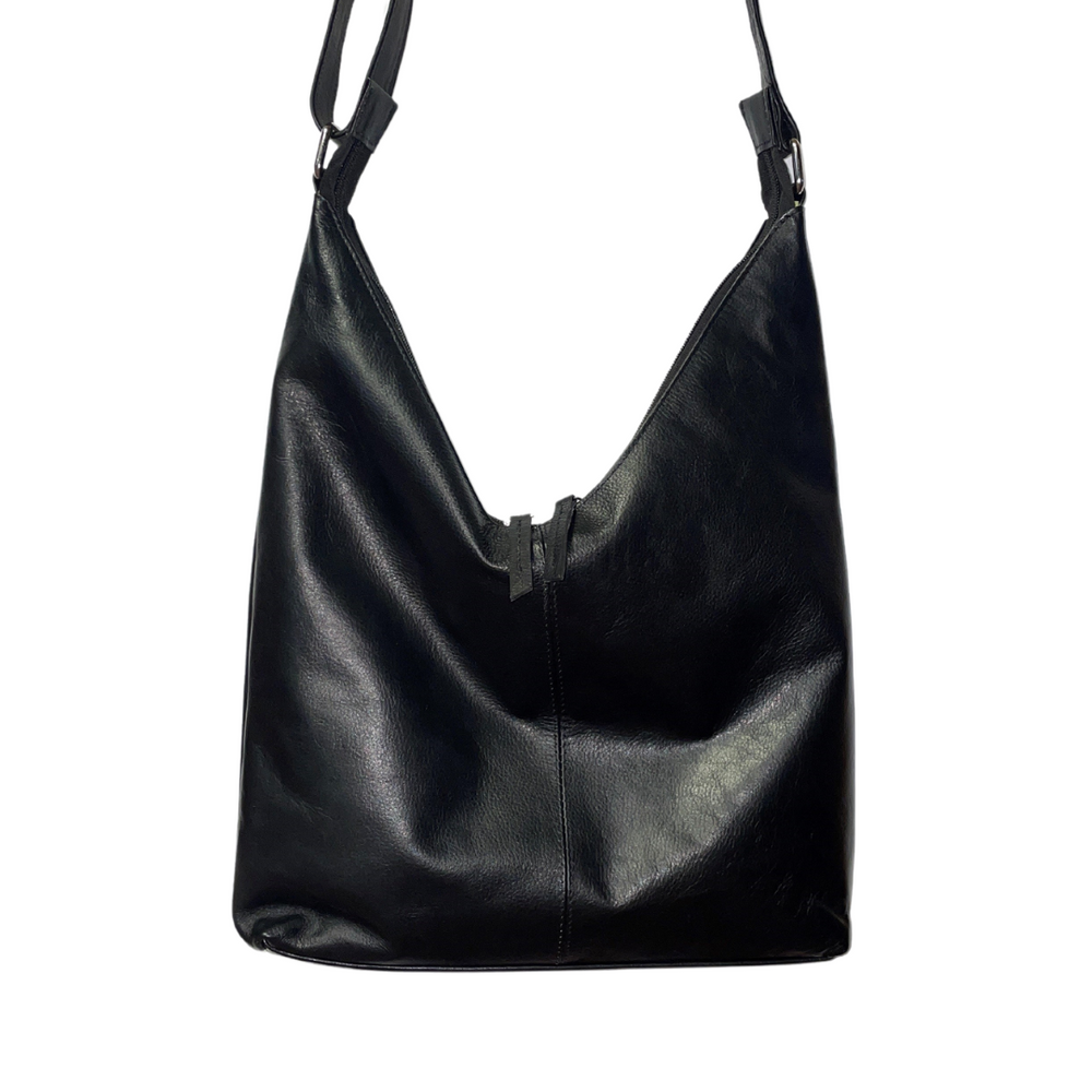 100% Indian Leather Black Crossbody Bag (S-1568)