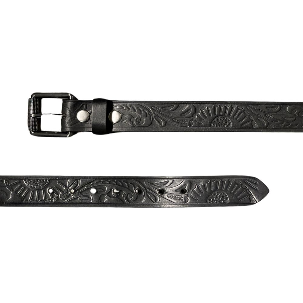 Black Engraved Design Belt (S-391)