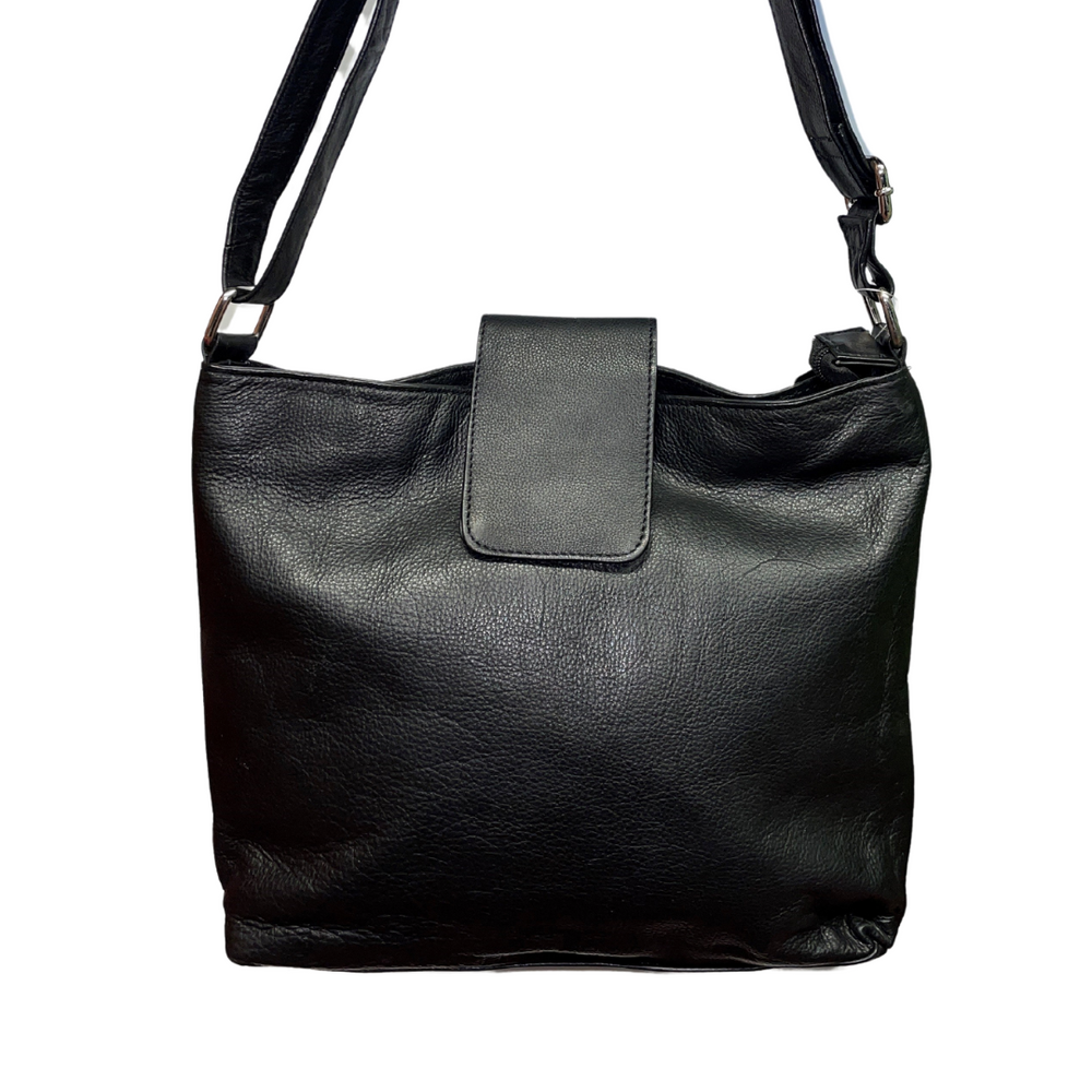 100% Indian Leather Black Stylish Handbag (S-1570)