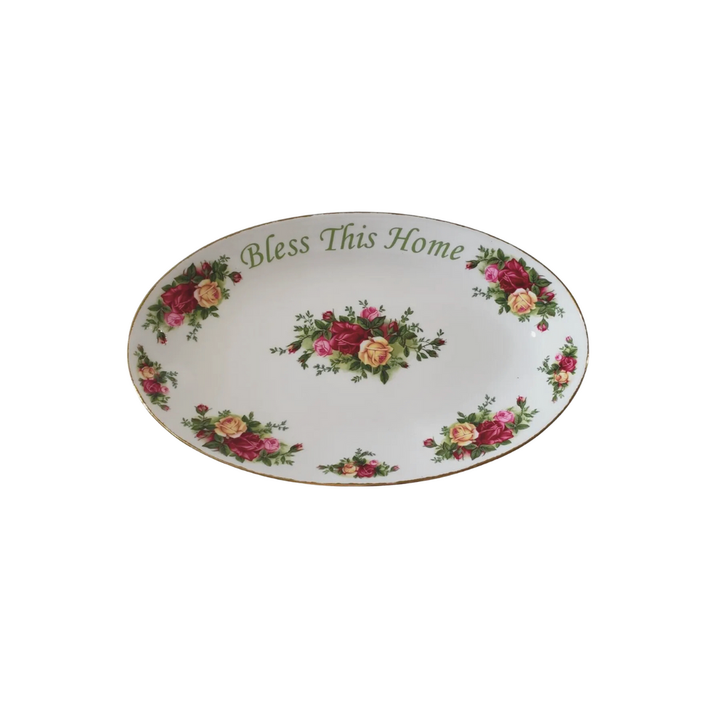 Royal Albert Old Country Roses Bless This Home Platter