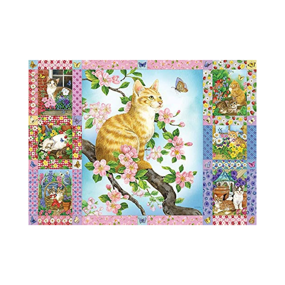 Cobble Hill Puzzles - Blossoms and Kittens Quilt
