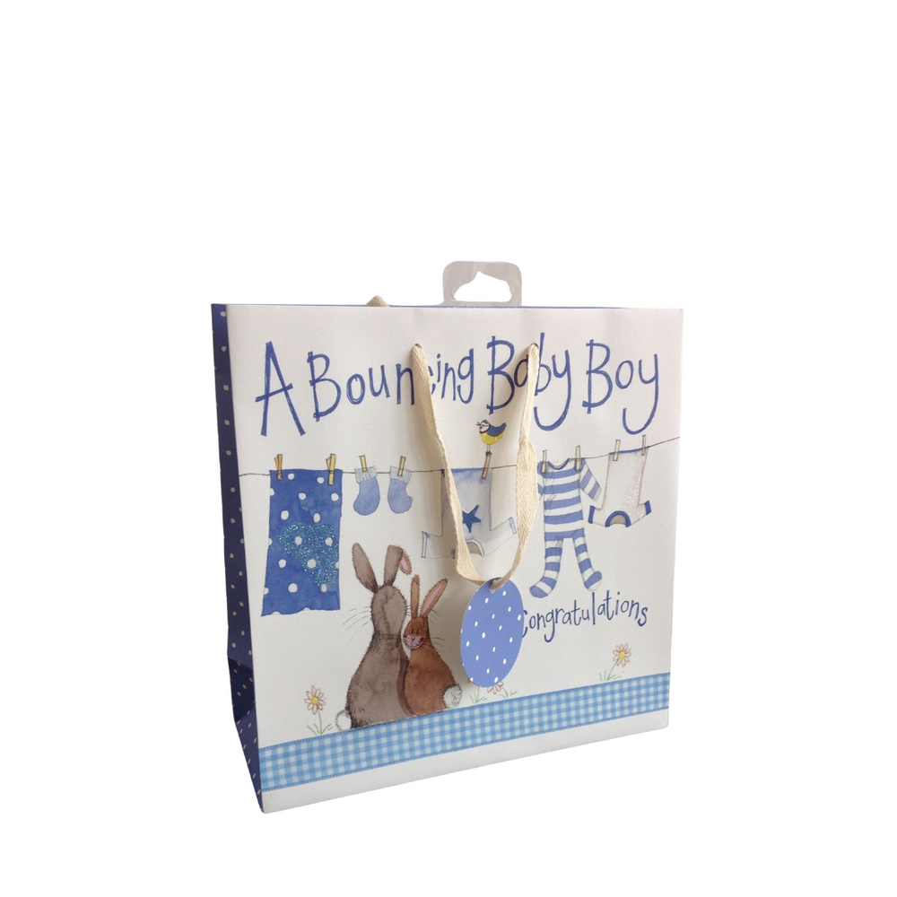 Alex Clark Medium Gift Bag - Blue Washing Line