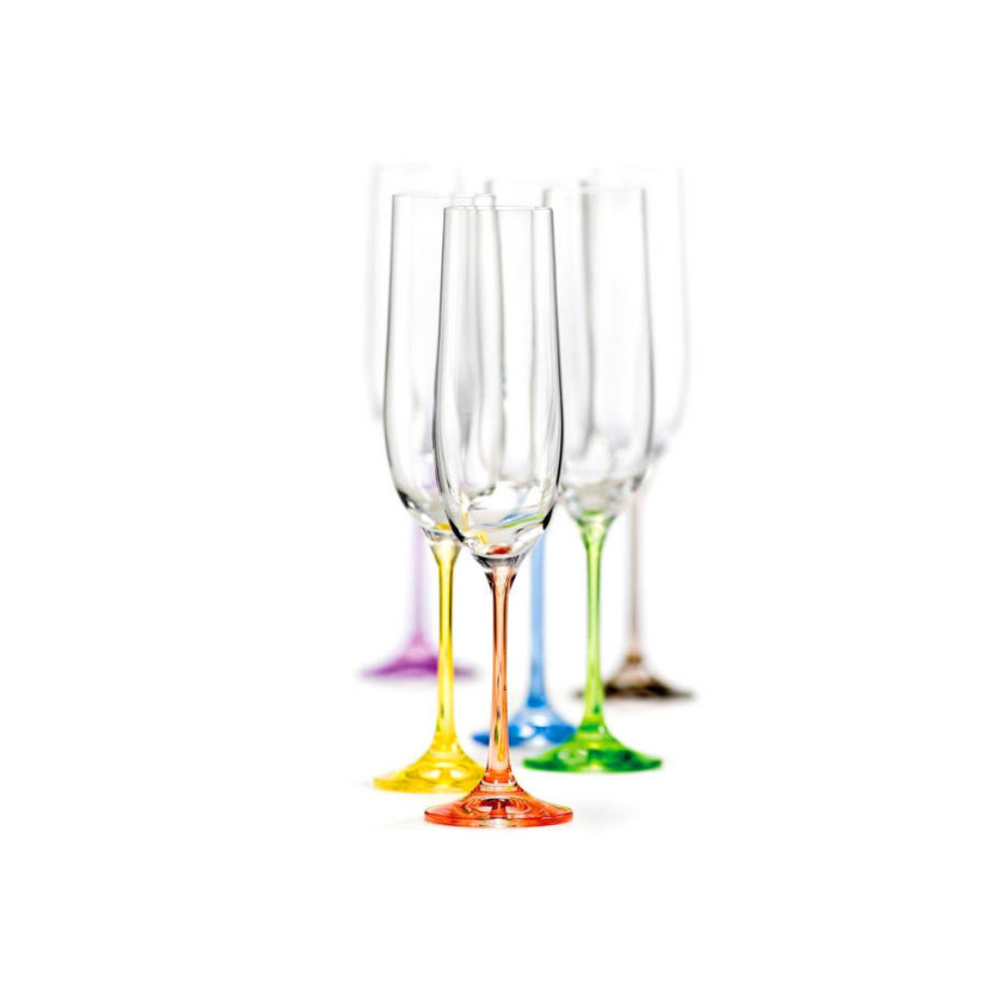 Bohemia Rainbow Flute Glasses S/6