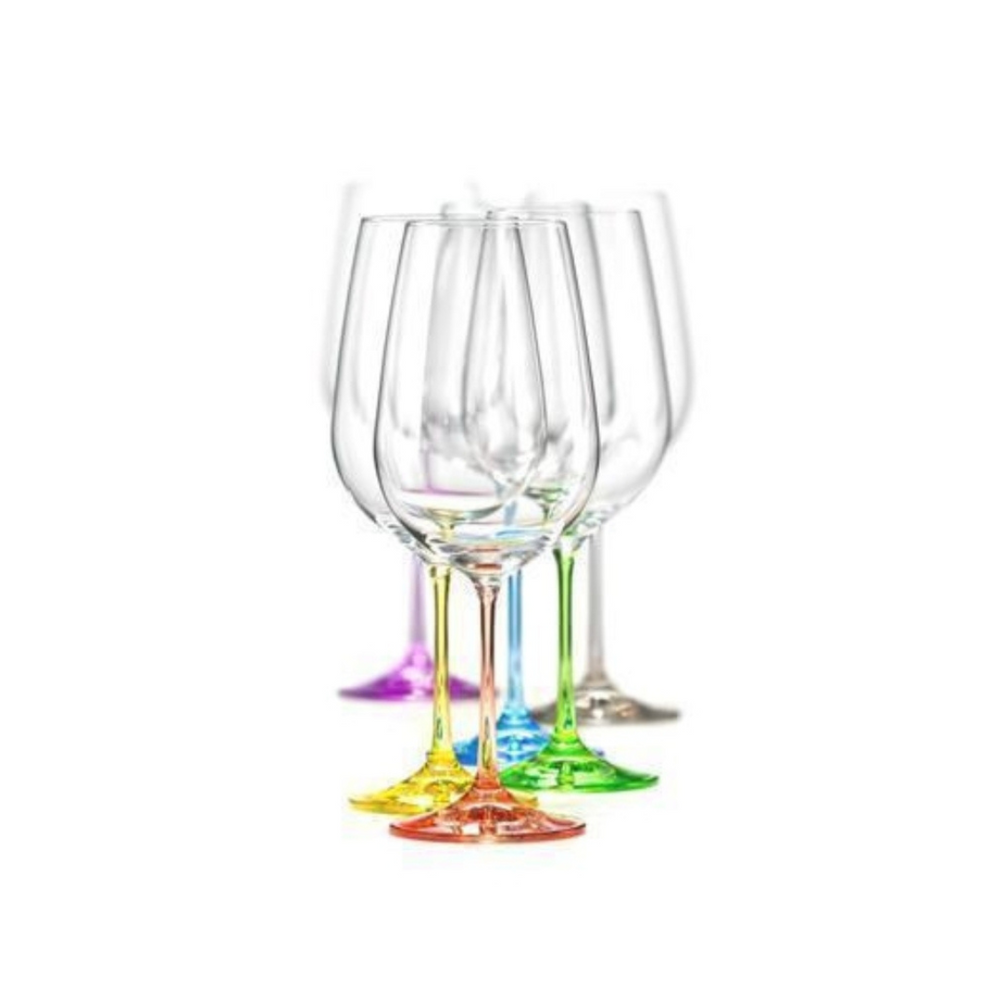 Bohemia Rainbow Red Wine Glasses S/6