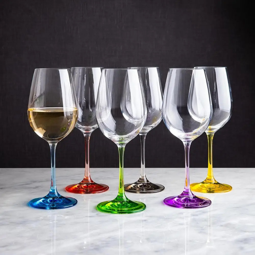 Bohemia Rainbow White Wine Glasses S/6