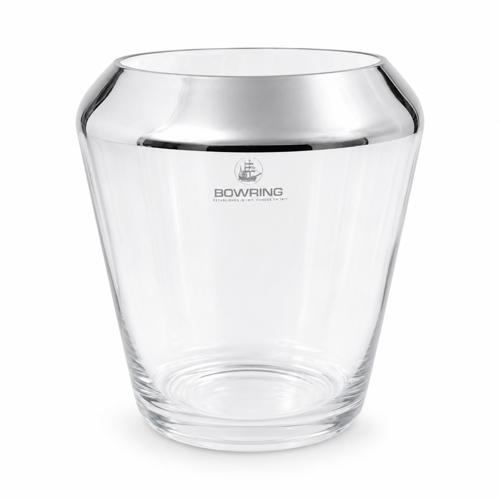 Bowring Glass Vase With Silver Border 9.8"H