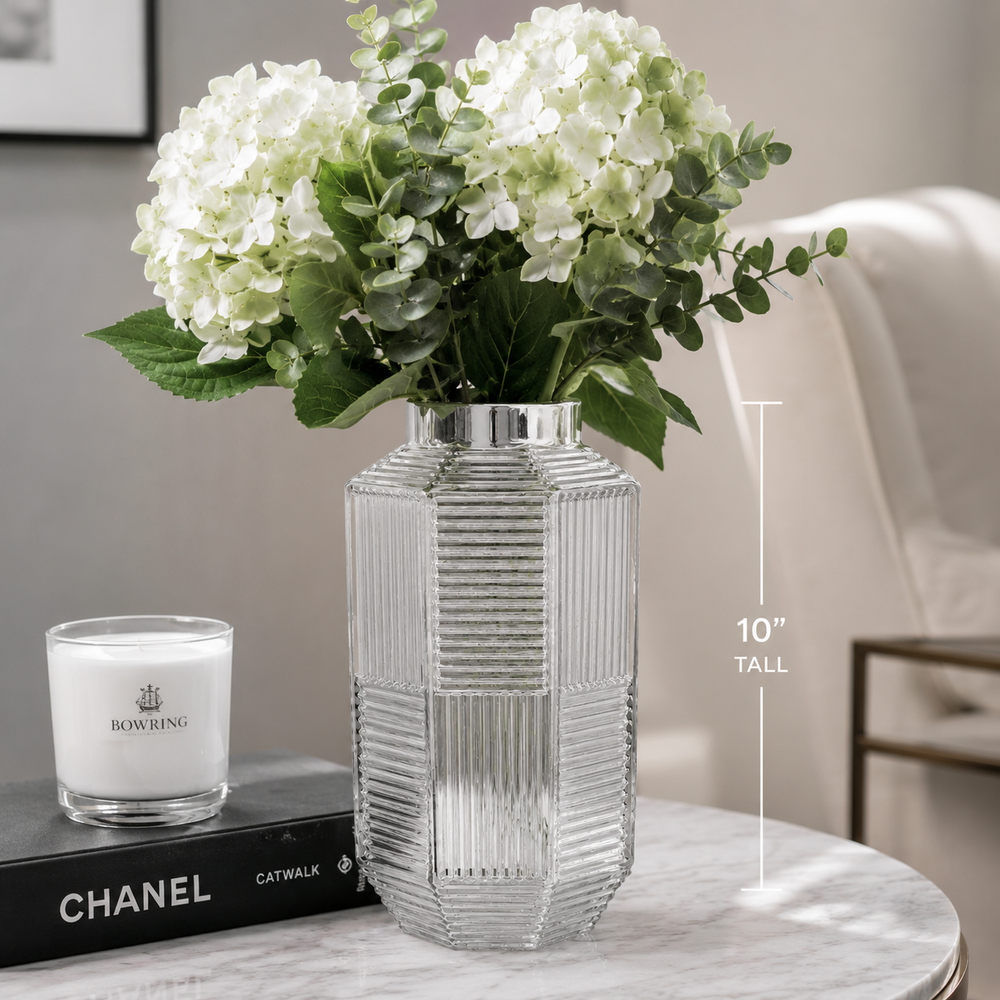 Bowring Silver Mercury Paneled Vase 10"H