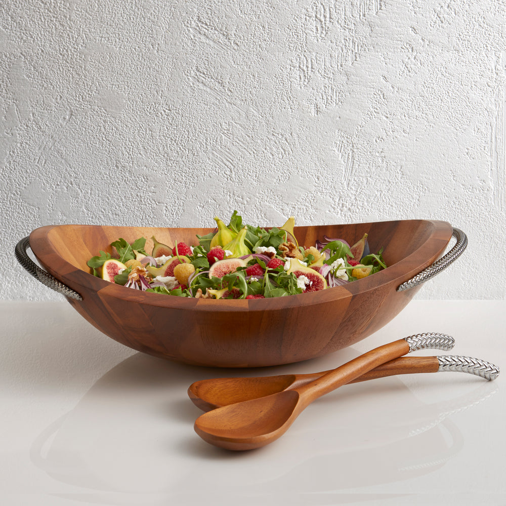 Nambé Braid Salad Bowl W/ Servers