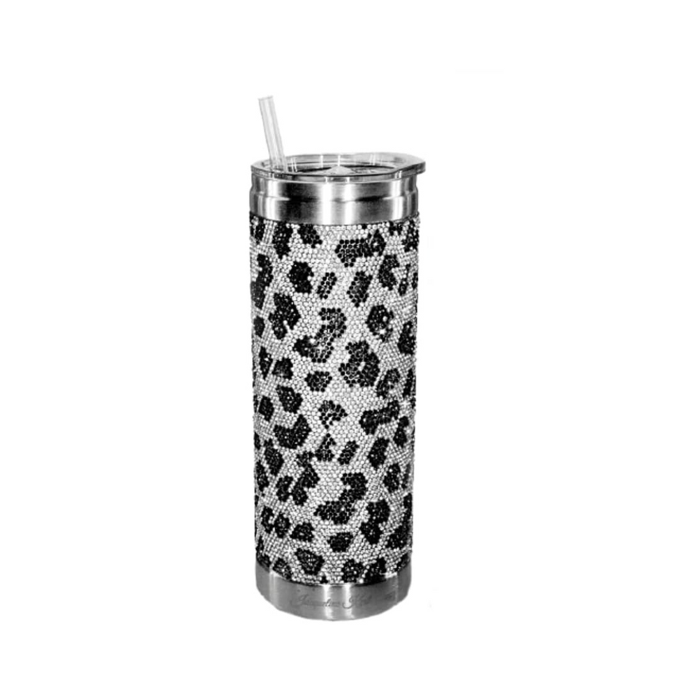 Bubbles & Bling Snow Leopard Silver Tumbler by Jacqueline Kent