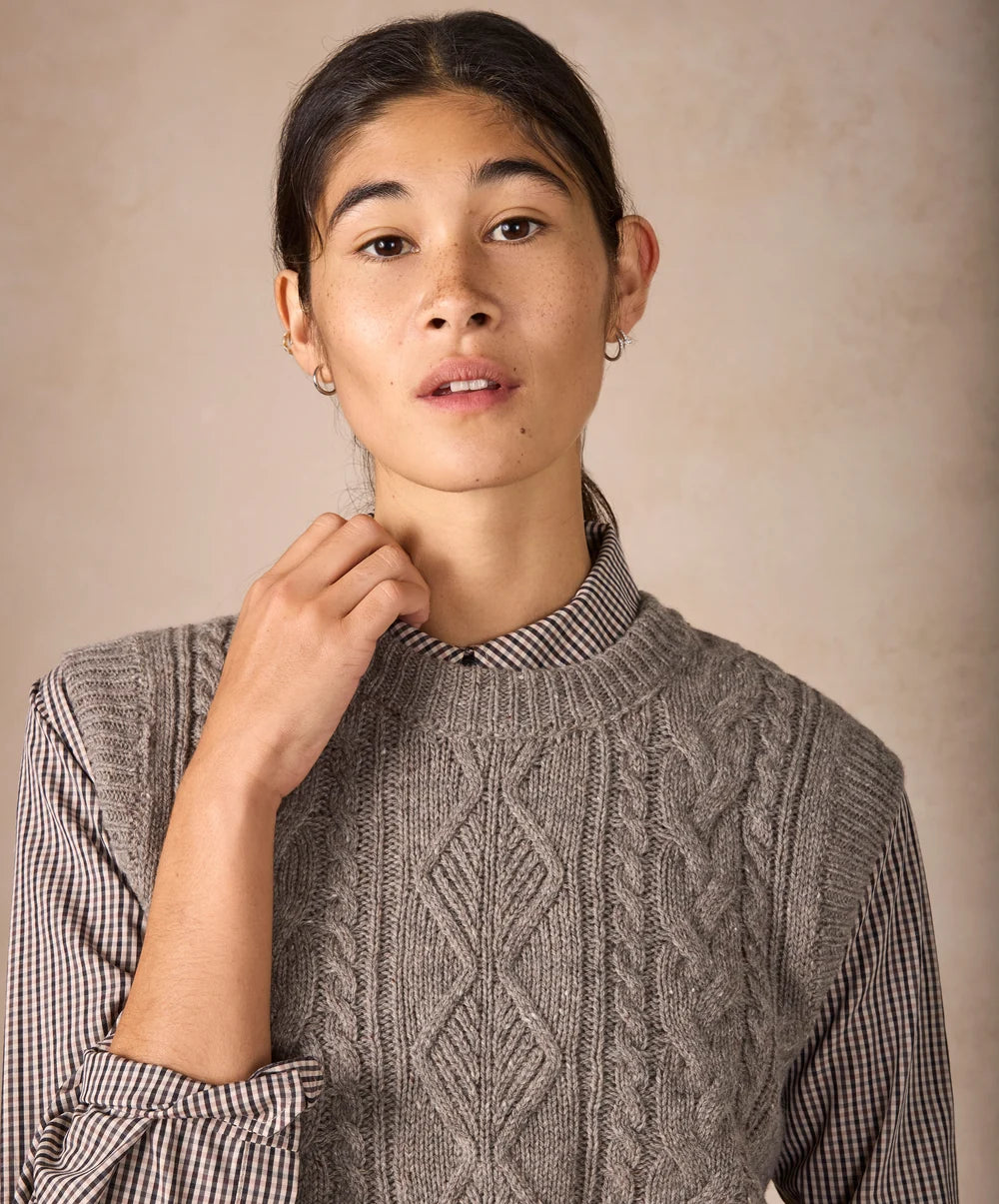 Irelands Eye Callie Cable Vest - Rocky Ground (C310)