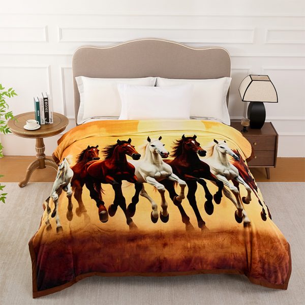 Animal Fleece Blanket 80x95" Horses