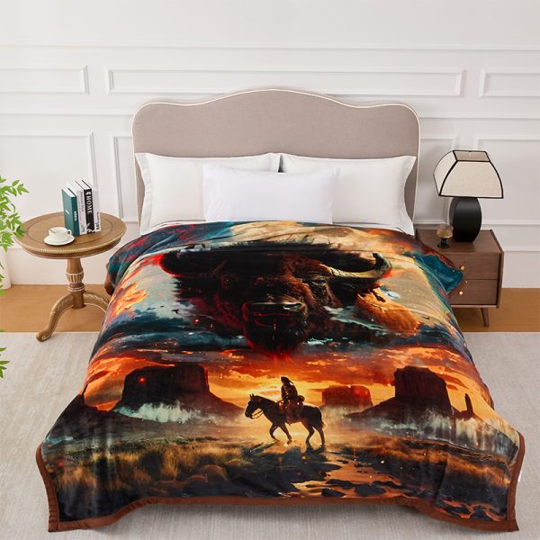 Animal Fleece Blanket 80x95" Buffalo