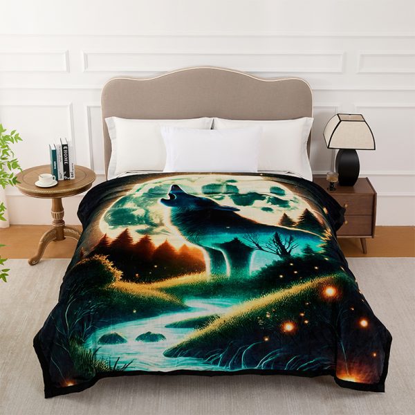 Animal Fleece Blanket 80x95" Wolf