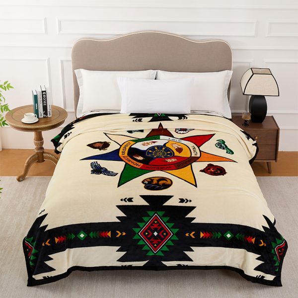 Animal Fleece Blanket 80x95" Seven Sacred Animals
