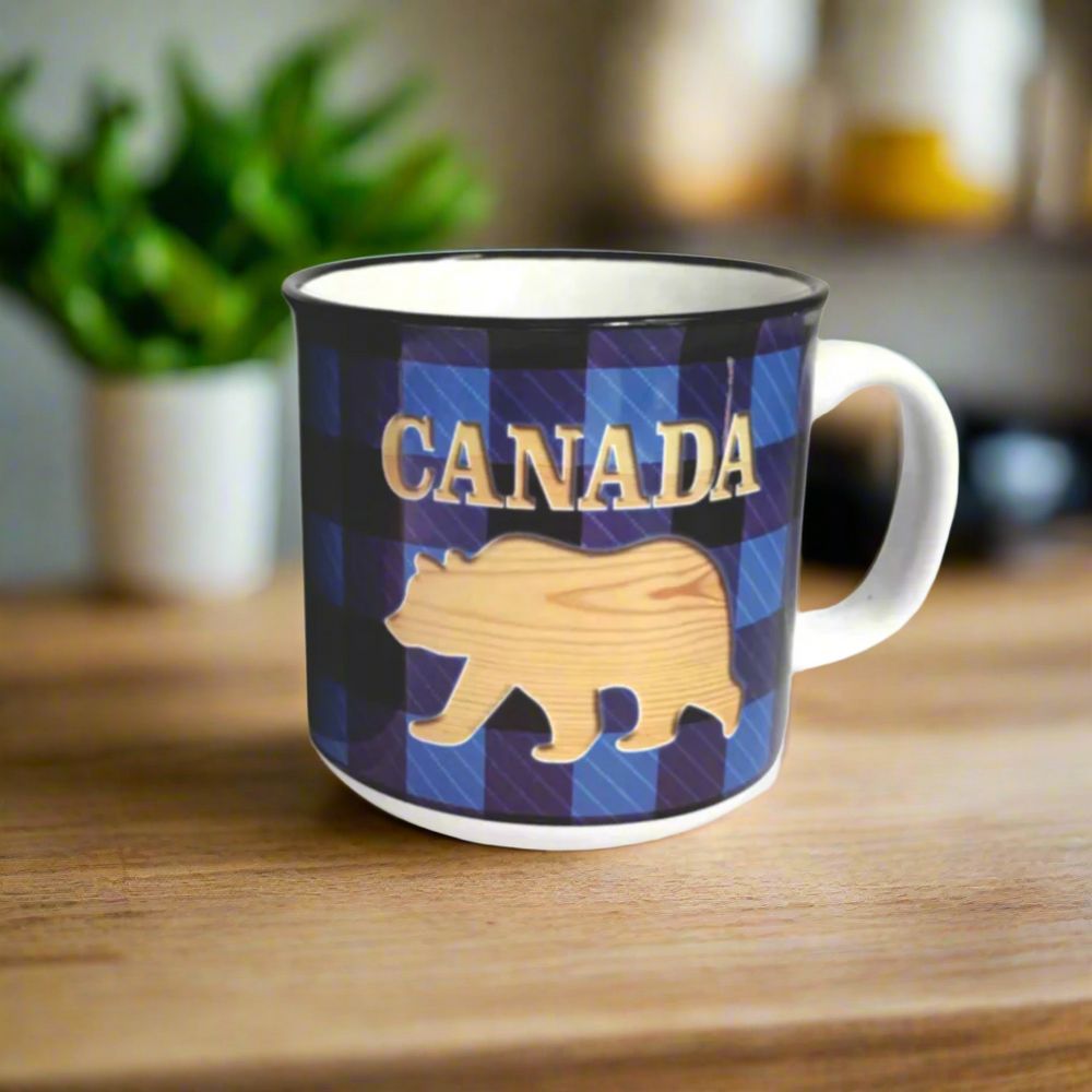 CDN Bear Blue Tartan Mug 16oz