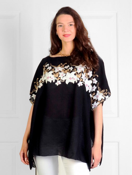 Grand Floral Embroidery Flowy Top