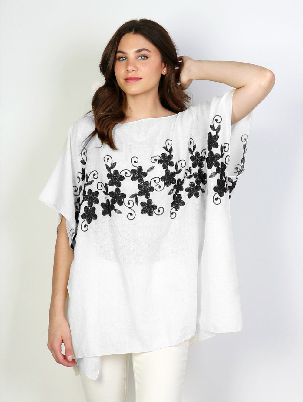 Grand Stitched Floral Desgin Flowy Top