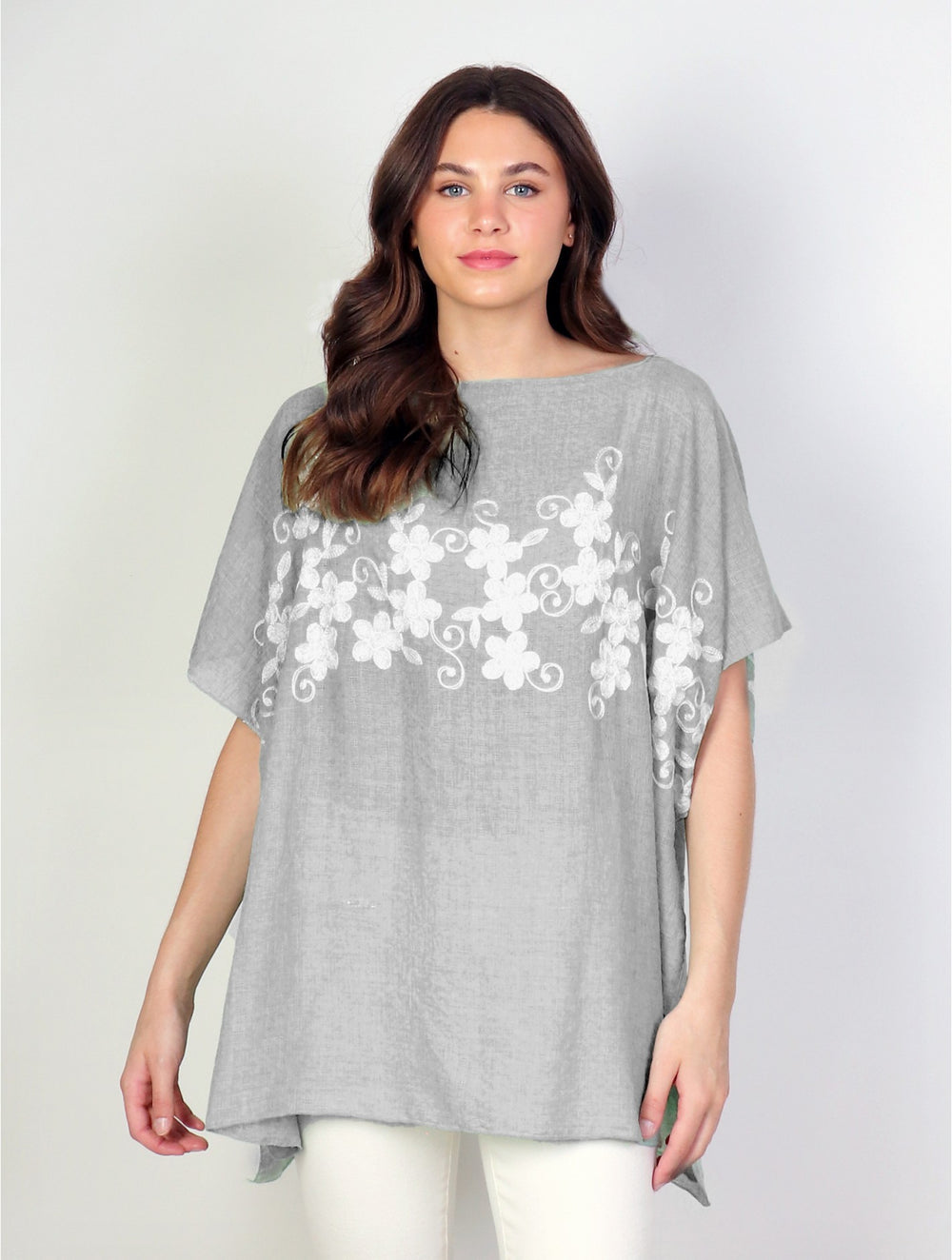 Grand Stitched Floral Desgin Flowy Top