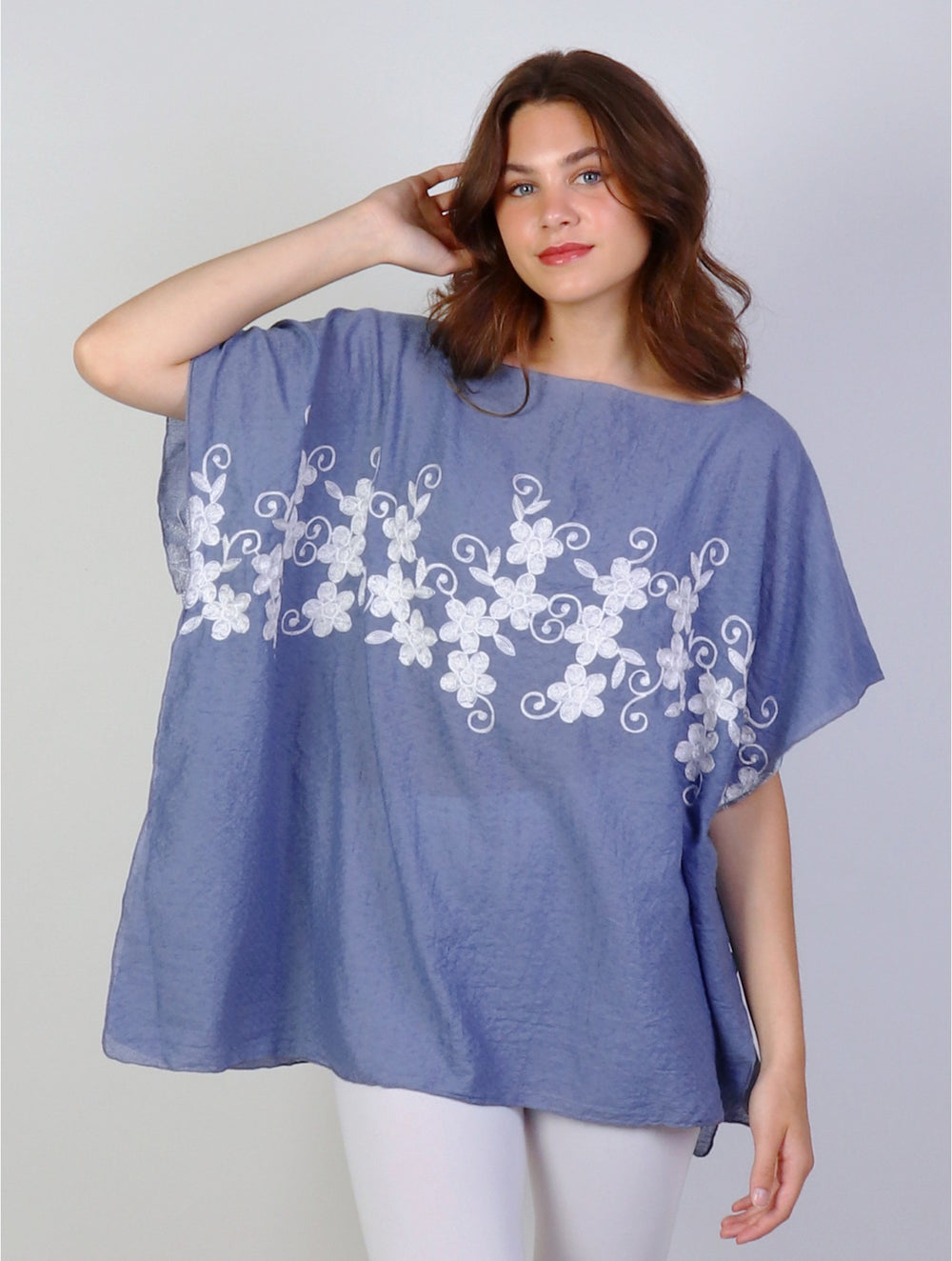 Grand Stitched Floral Desgin Flowy Top