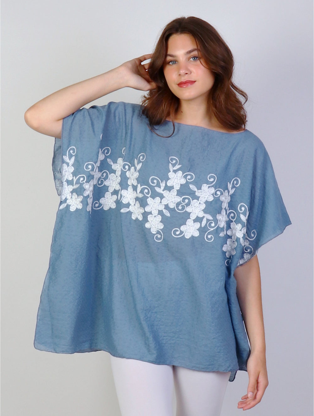 Grand Stitched Floral Desgin Flowy Top
