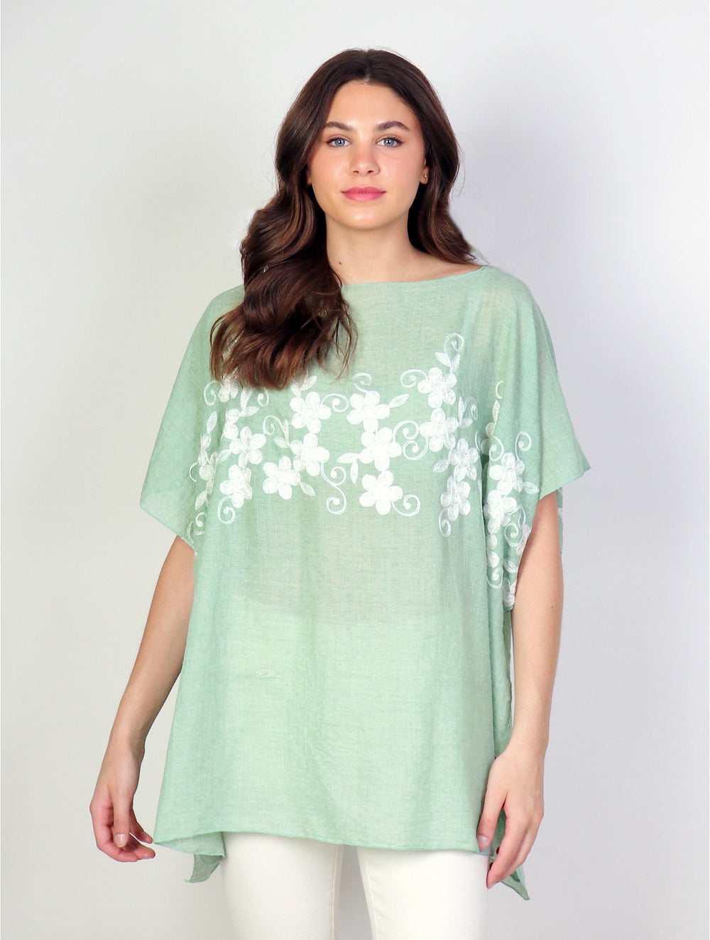Grand Stitched Floral Desgin Flowy Top