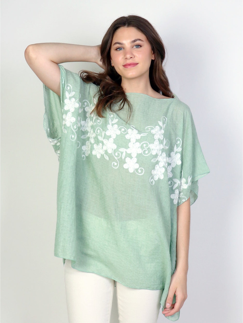 Grand Stitched Floral Desgin Flowy Top