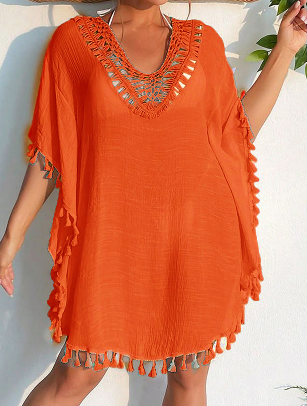 Grand Solid Coverup with Tassels