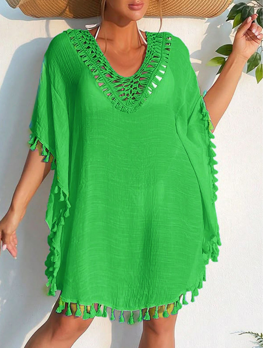 Grand Solid Coverup with Tassels