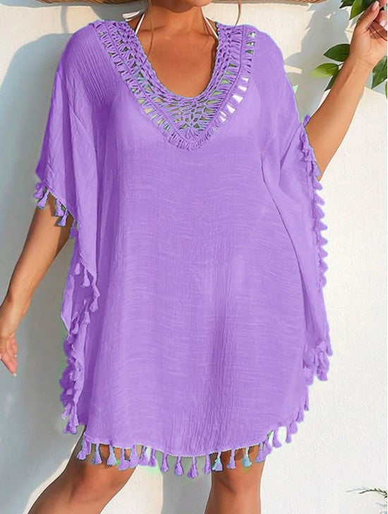 Grand Solid Coverup with Tassels