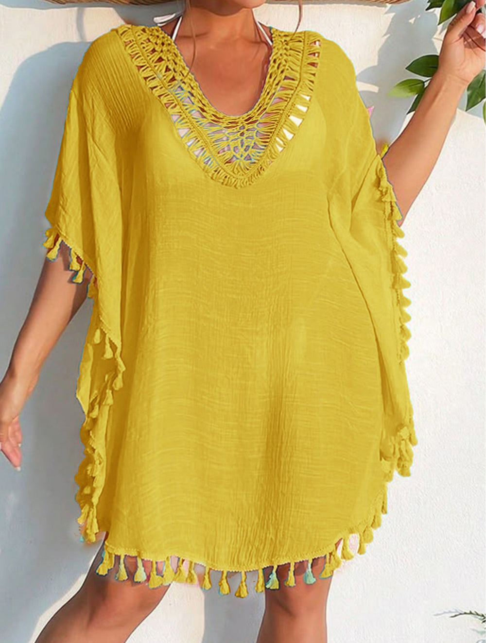 Grand Solid Coverup with Tassels