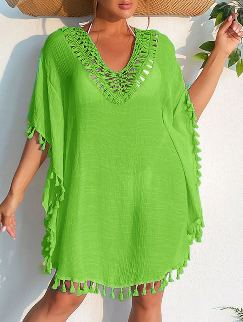 Grand Solid Coverup with Tassels