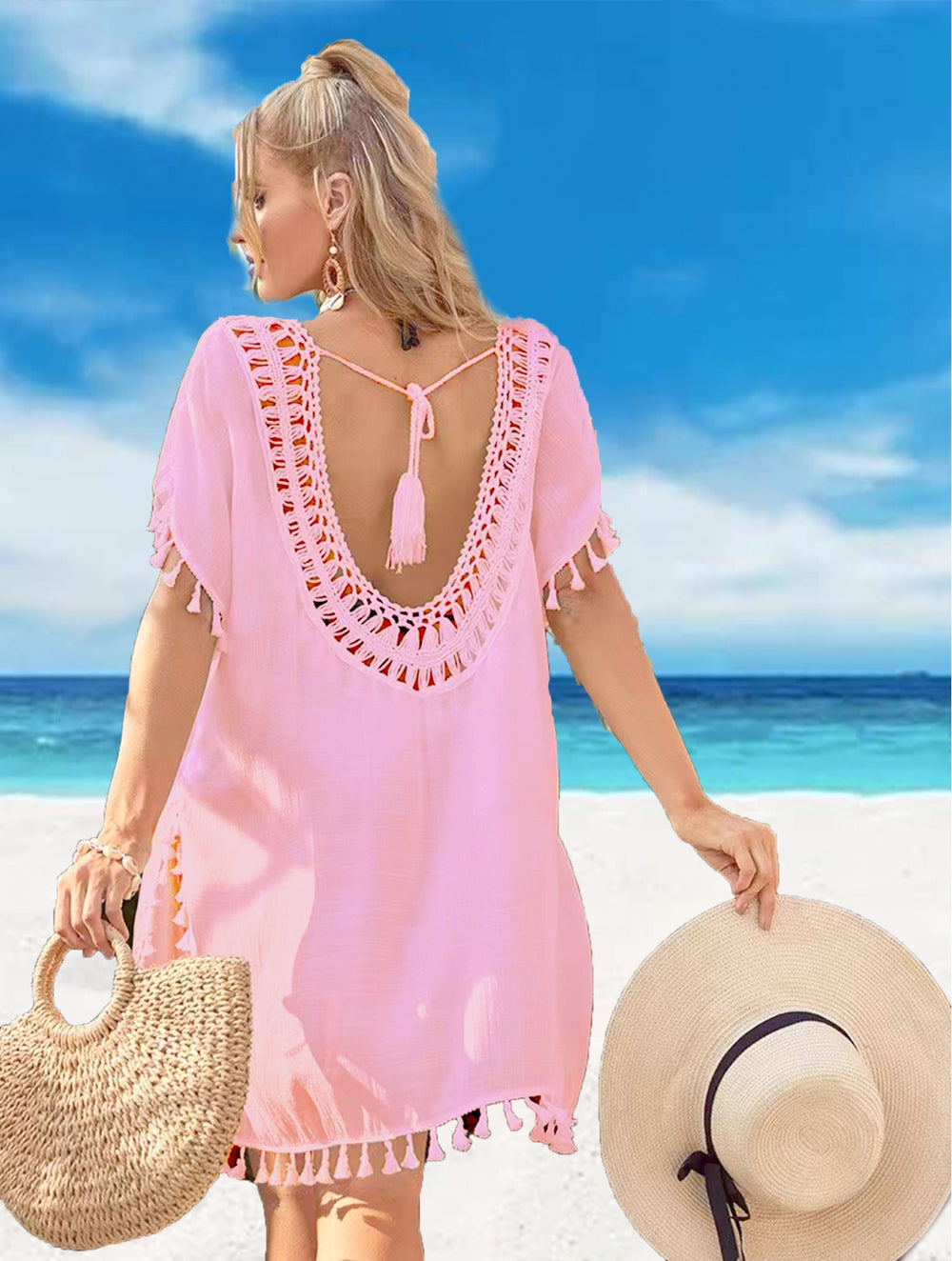 Grand Solid Coverup with Tassels