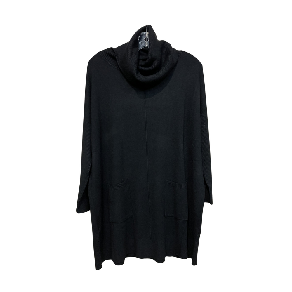 Grand Pullover Black Loose Turtleneck Sweater W/Pockets