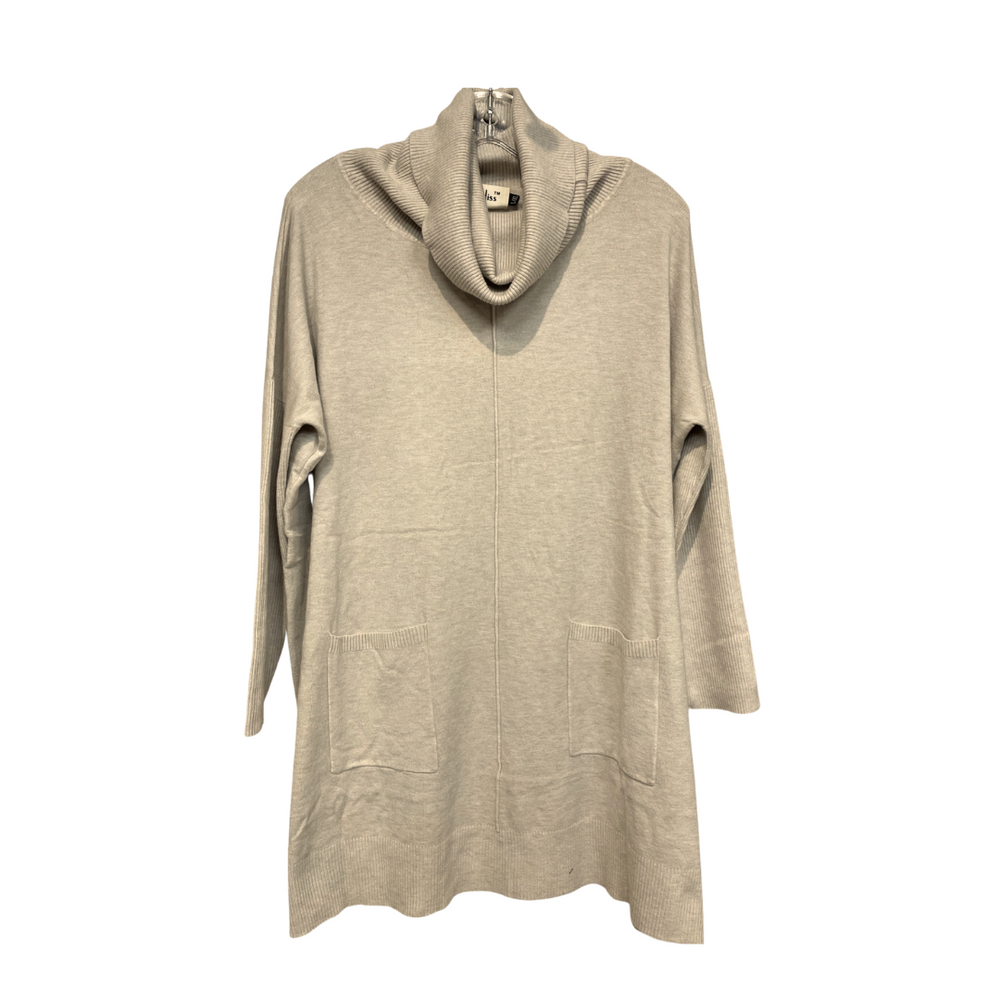 Grand Pullover Khaki Loose Turtleneck Sweater W/Pockets