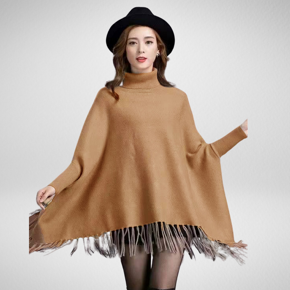 Grand-Luxury Sweater Poncho Taupe