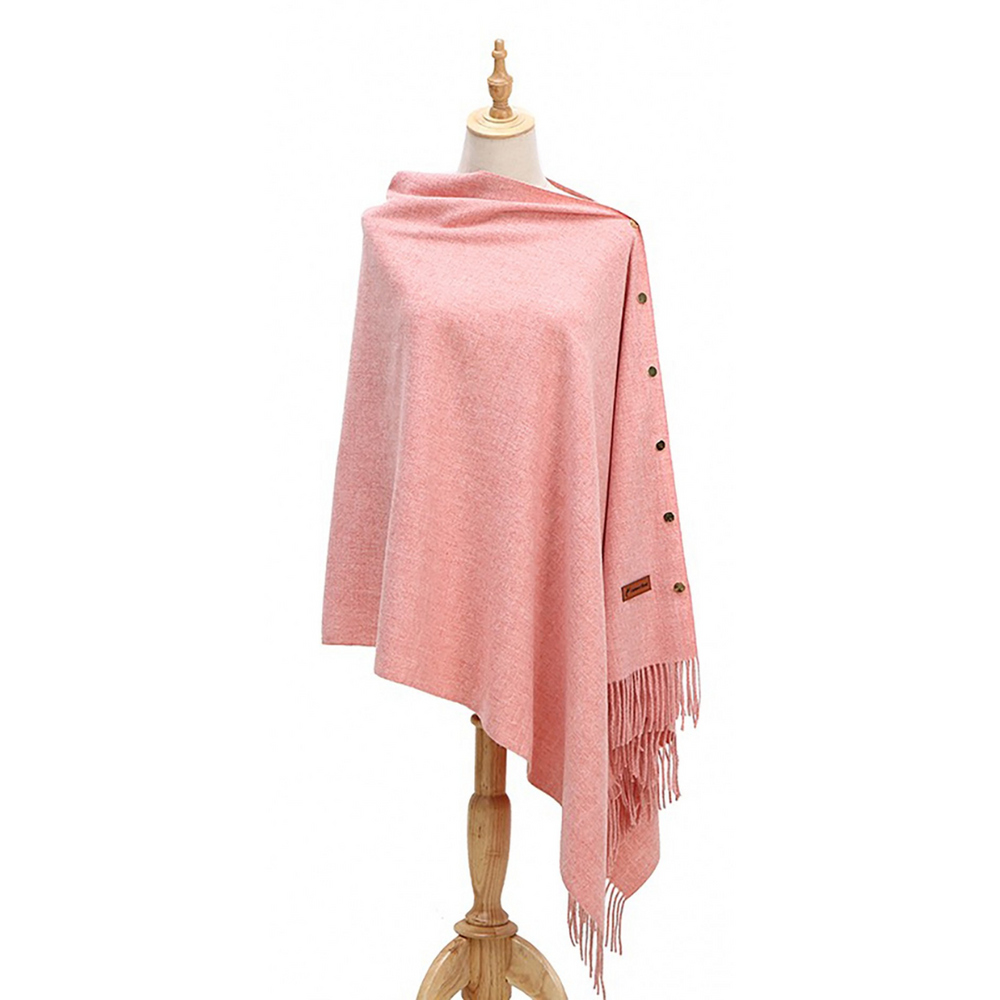 Grand Cashmere Blend Wrap with Snaps - Pink