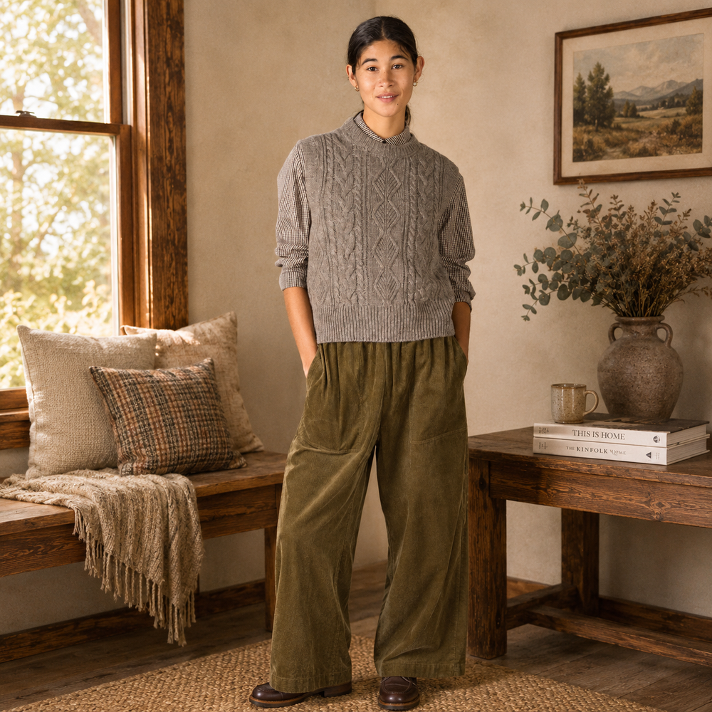 Callie Cashmere Cable Vest in Rocky Ground