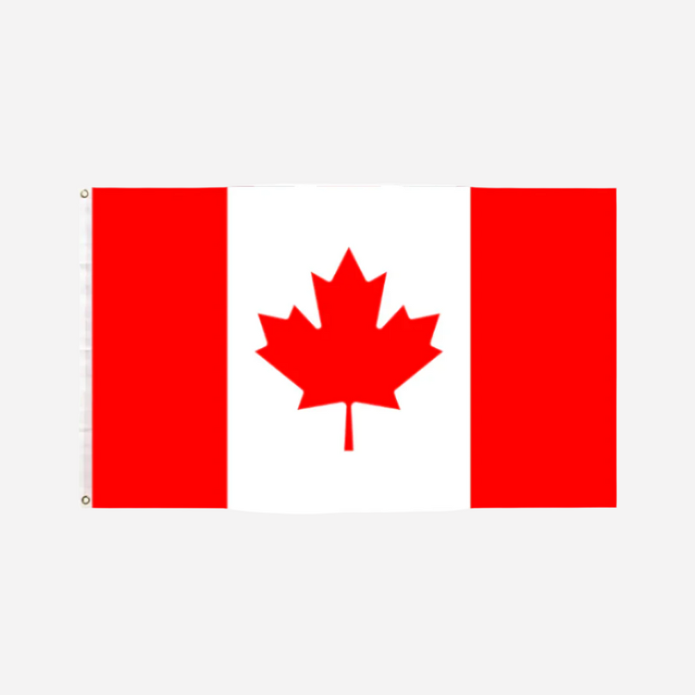 A 3' x 5' Canada flag made from extra heavy poly fabric.