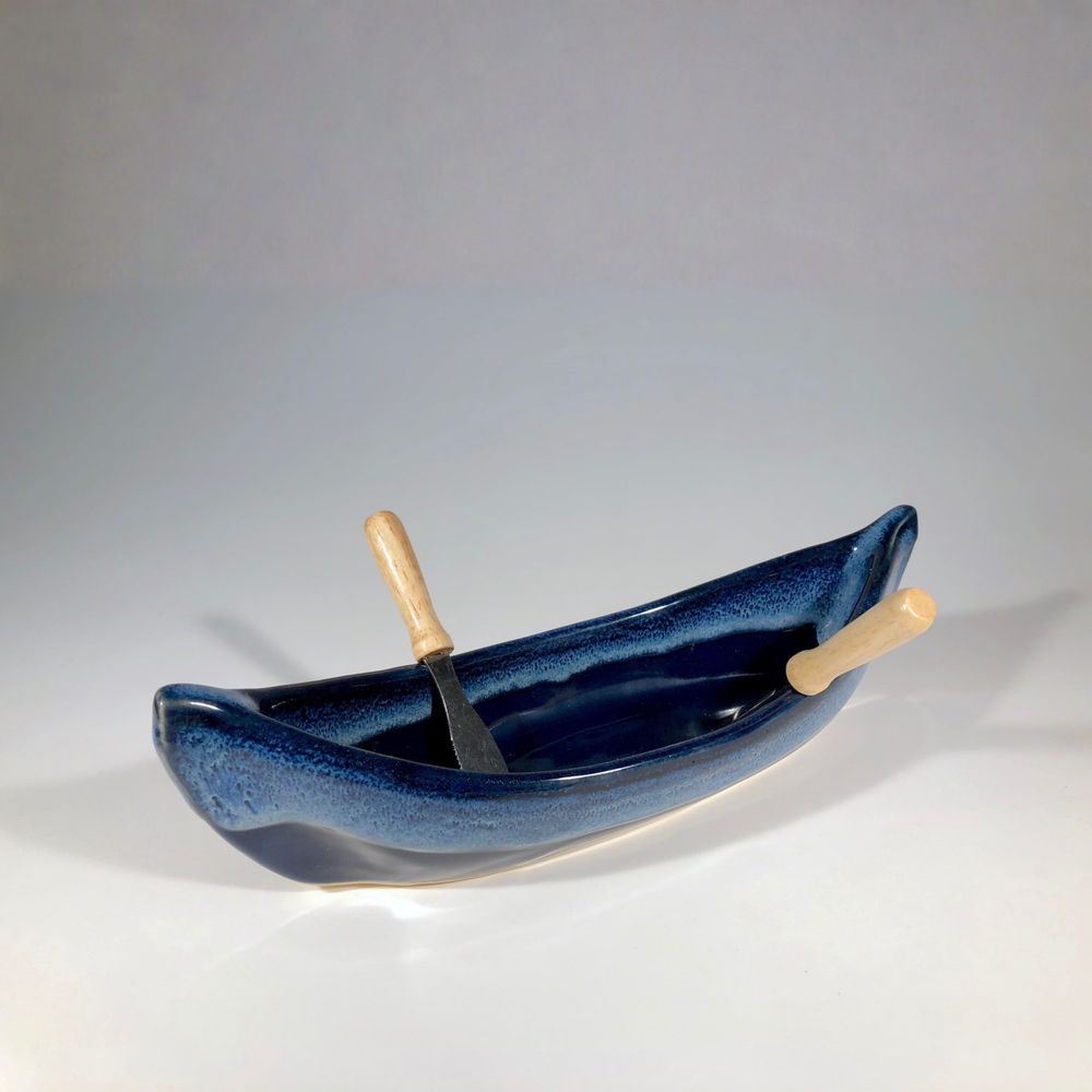 Pottery Canoe Dip Pot - Northern Lights
