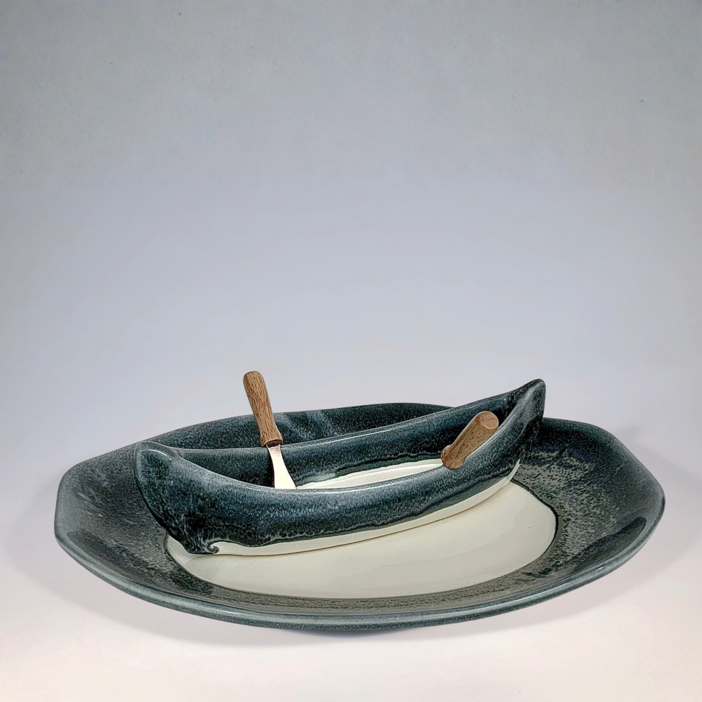 Pottery Canoe on a Lake Dip Set - Glacier