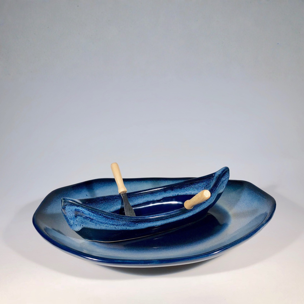 Pottery Canoe on a Lake Dip Set - Northern Lights