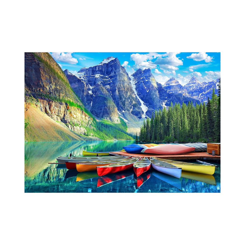 HUADADA 1000 Pieces Puzzle - Canoes at Moraine Lake