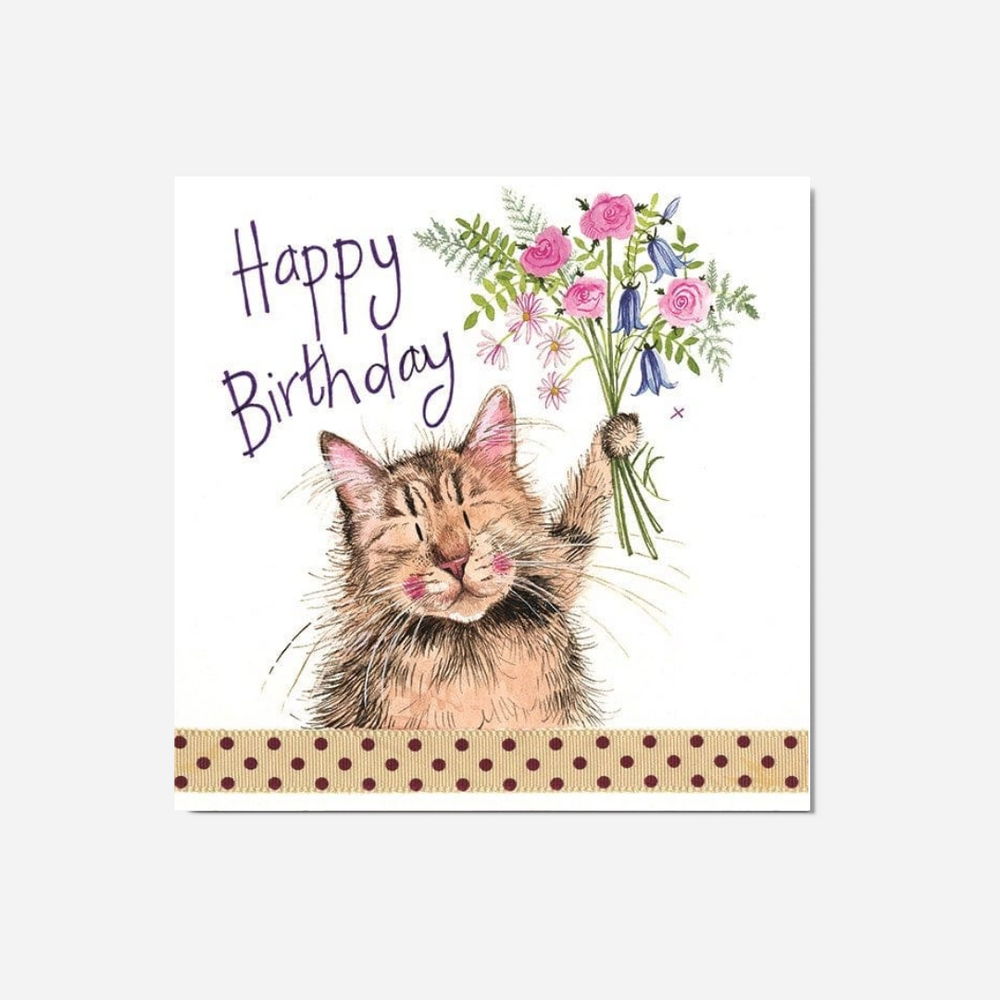 Alex Clark Large Card - Cat & Bouquet
