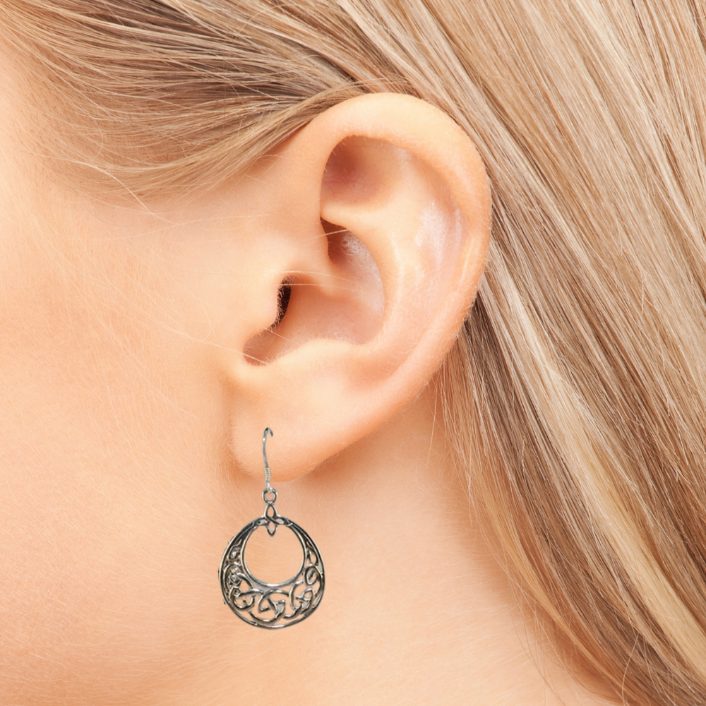 SH - Celtic-Loop Silver Earrings