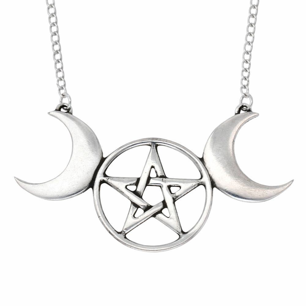 St Justin Triple Moon Pentagram Necklace
