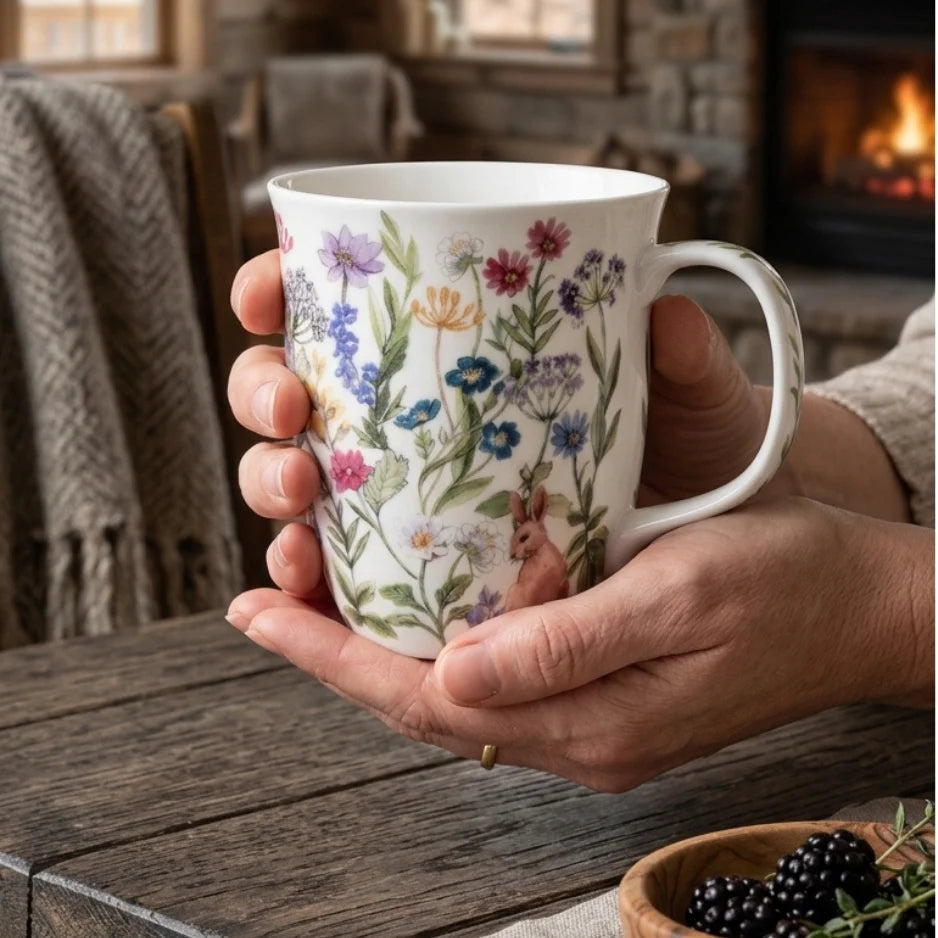Pretty Chintzy Curious Bunny Java Mug